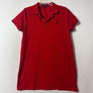 Polo Ralph Lauren Mesh Mini Dress Womens XL Red Short Sleeve  Preppy Casual Pony